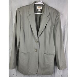 Vintage Talbots Women 2 Button Blazer 14 100% Wool Made In Japan Pistachio Green